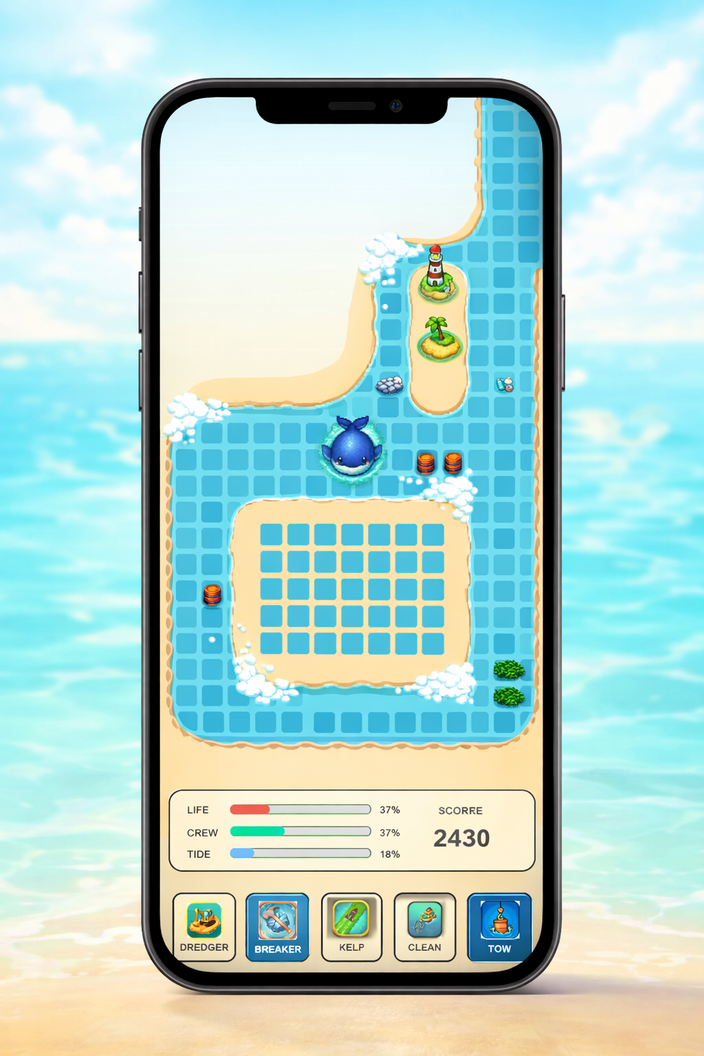 Framed store screenshot showing the opened route toward the island and Timmy's rescue path.